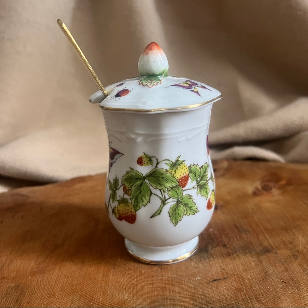 Vintage Hand Painted Ardalt Lenwile‎ Jam/Jelly Jar with Lid and gold spoon
Japan